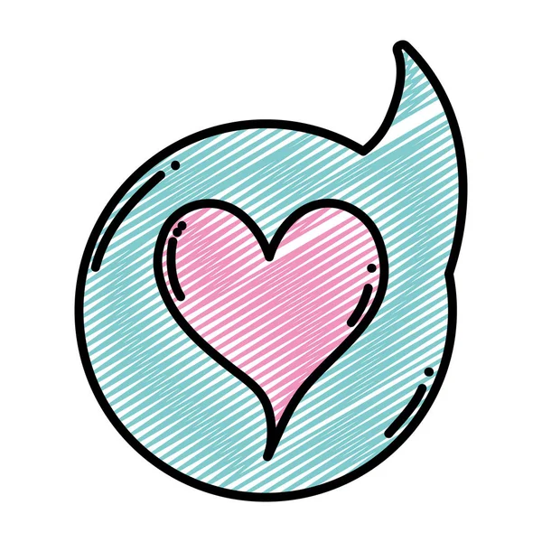 Doodle Kalp Sohbet Kabarcık Aşk Mesajı Vektör Çizim Içinde — Stok Vektör