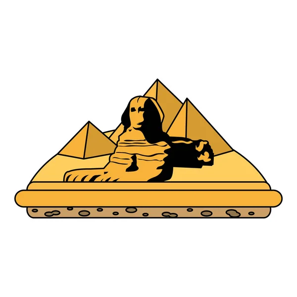 色のギザ エジプト彫刻建築ピラミッド ベクトル イラスト — ストックベクタ