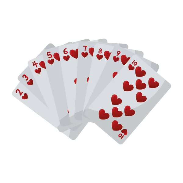 Tarjetas Corazones Clásico Juego Casino Vector Ilustración — Vector de stock