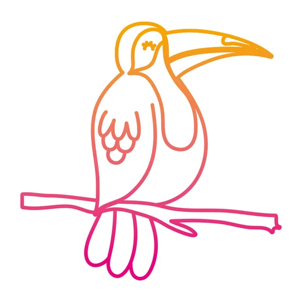 Linha Degradada Pássaro Exótico Com Penas Beleza Ilustração Vetorial Ramo —  Vetores de Stock