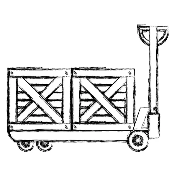 Chariots Livraison Grunge Avec Boîtes Livraison Bois Illustration Vectorielle — Image vectorielle