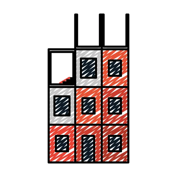 Doodle Kommerziellen Hochbau Städtische Struktur Vektor Illustration — Stockvektor