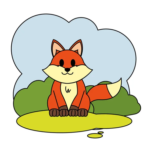 Kolor Fox Słodkie Zwierzęta Dziki Krajobraz Ilustracji Wektorowych — Wektor stockowy