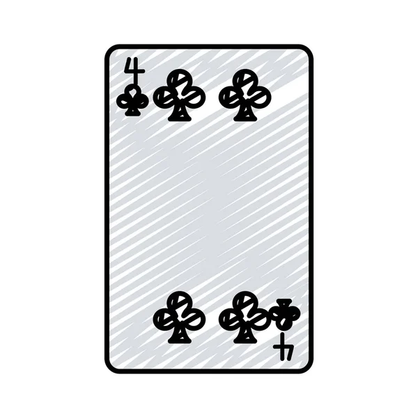 Doodle Van Vier Klaverblaadjes Casino Kaart Spel Vectorillustratie — Stockvector