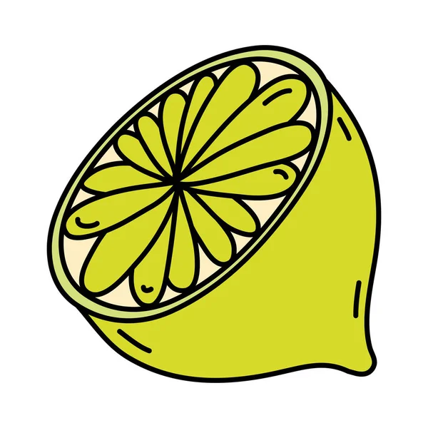 Färg Läcker Bit Citron Ekologisk Frukt Vektorillustration — Stock vektor