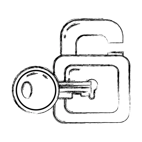 Grunge Protección Candado Seguridad Con Objeto Clave Dentro Ilustración Vectorial — Vector de stock