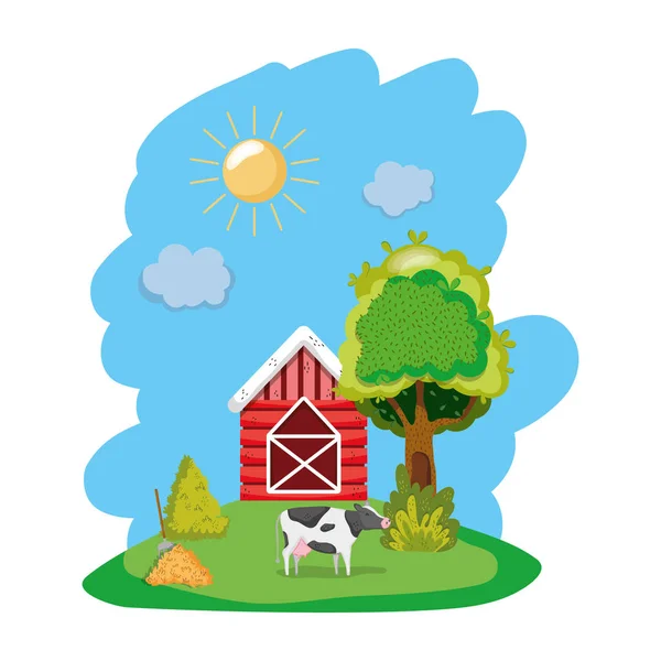 Farm House Krávou Slámy Vektorové Ilustrace — Stockový vektor