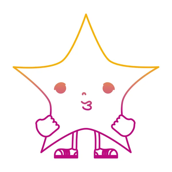 Linha Degradada Kawaii Bonito Estrela Com Braços Pernas Vetor Ilustração —  Vetores de Stock