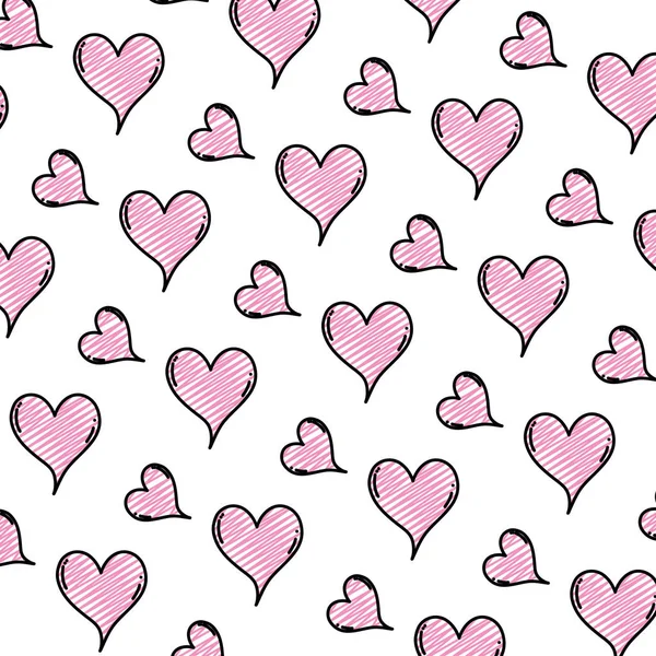 Doodle Carino Cuore Amore Simbolo Sfondo Vettore Illustrazione — Vettoriale Stock