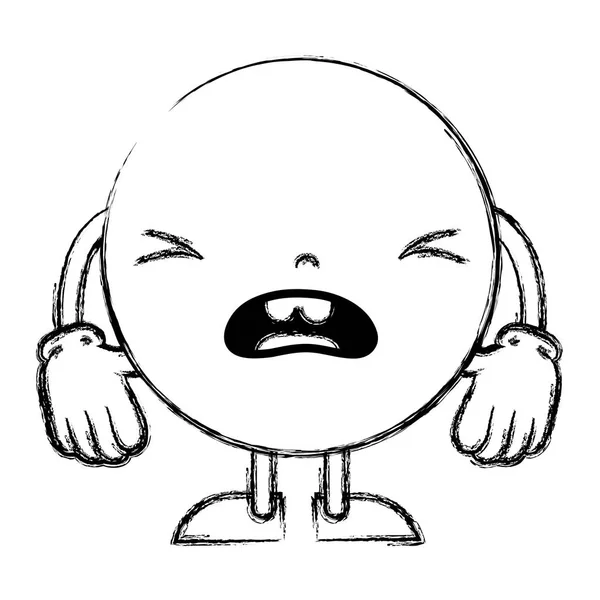 Grunge Pity Carácter Emoji Con Brazos Piernas Vector Ilustración — Vector de stock