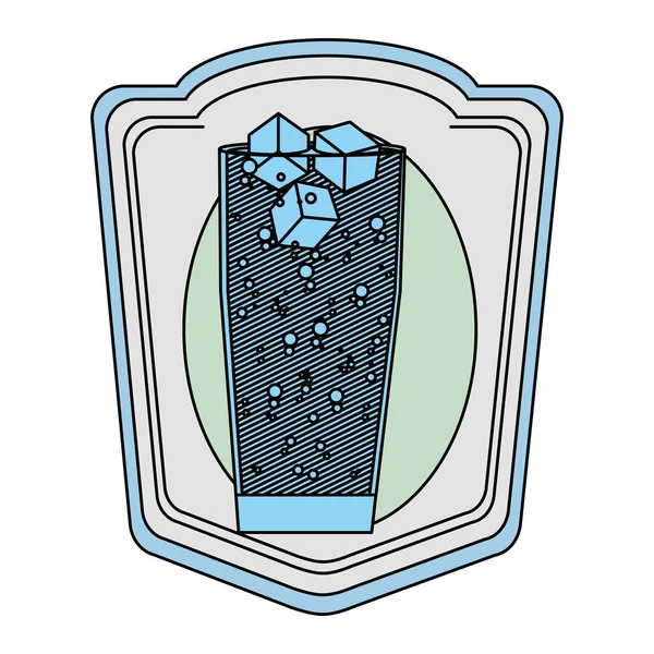 Vaso Cóctel Emblema Color Con Hielo Cubos Licor Vector Ilustración — Archivo Imágenes Vectoriales