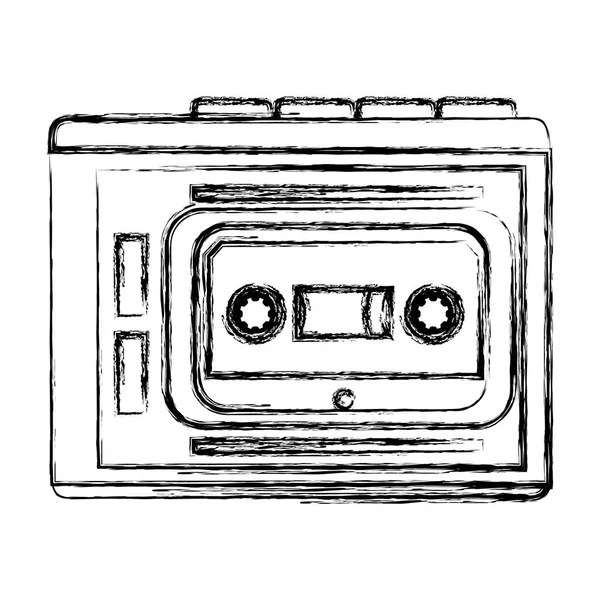 Grunge Plástico Fita Cassete Retro Estéreo Vetor Ilustração —  Vetores de Stock