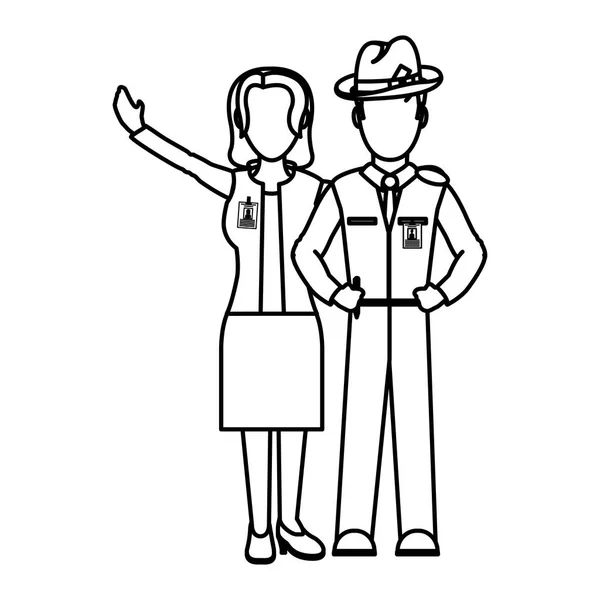 Línea Profesional Mujer Hombre Juntos Vector Trabajo Ilustración — Vector de stock