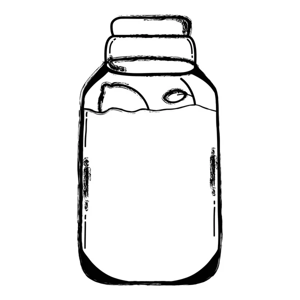 Grunge Mason Jar Com Limões Orgânicos Preservar Ilustração Vetorial — Vetor de Stock