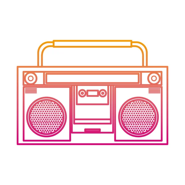 Linha Degradada Retro Rádio Música Objeto Tecnologia Vetor Ilustração —  Vetores de Stock