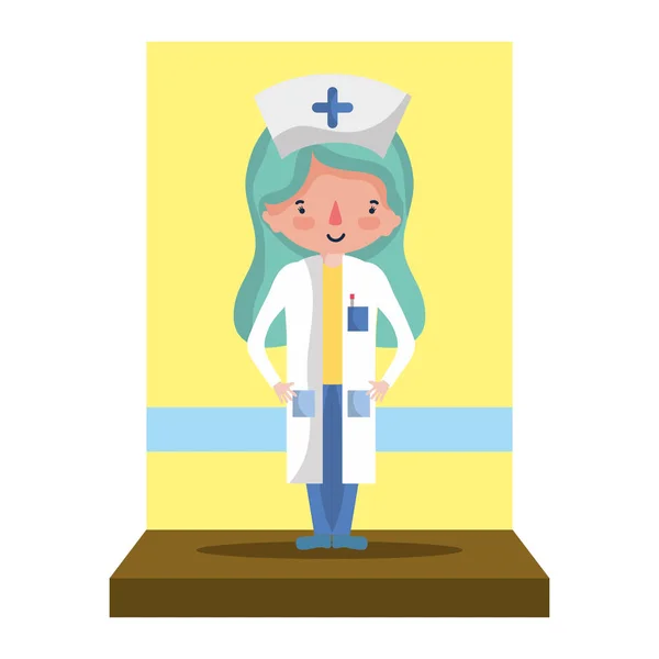 Enfermera Belleza Con Ilustración Vectores Estilo Uniforme Profesional — Vector de stock