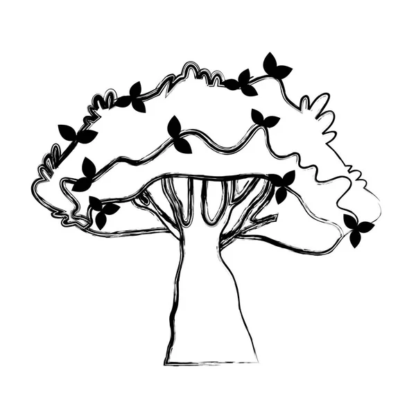 Grunge Doğal Tropikal Ağaç Sap Botanik Vektör Çizim — Stok Vektör
