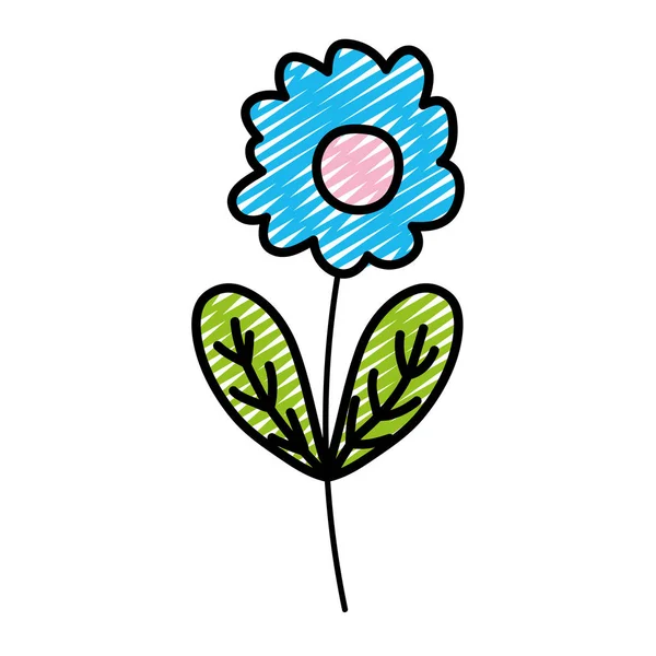 Doodle Schönheit Exotische Blume Pflanze Mit Blättern Vektor Illustration — Stockvektor