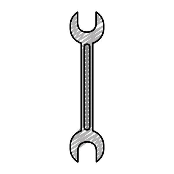 Doodle Wrench Rapair Equipamentos Manutenção Serviço Vetor Ilustração —  Vetores de Stock