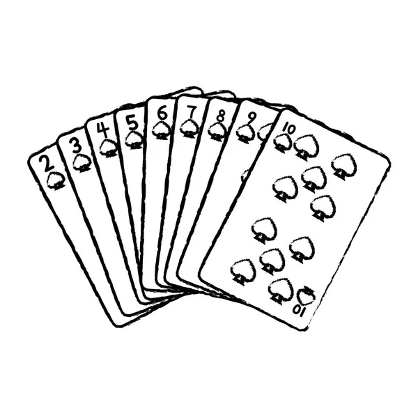 Grunge Pikes Cards Clássico Cassino Jogo Vetor Ilustração — Vetor de Stock