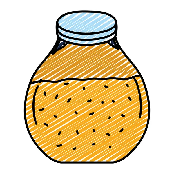 Doodle Mason Jar Met Heerlijke Gezonde Sap Vectorillustratie — Stockvector