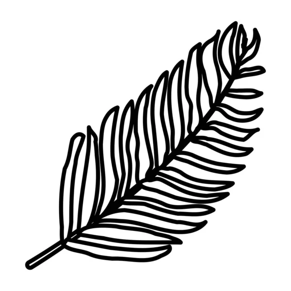 Линия Тропической Ветви Листьев Стиль Векторной Иллюстрации — стоковый вектор