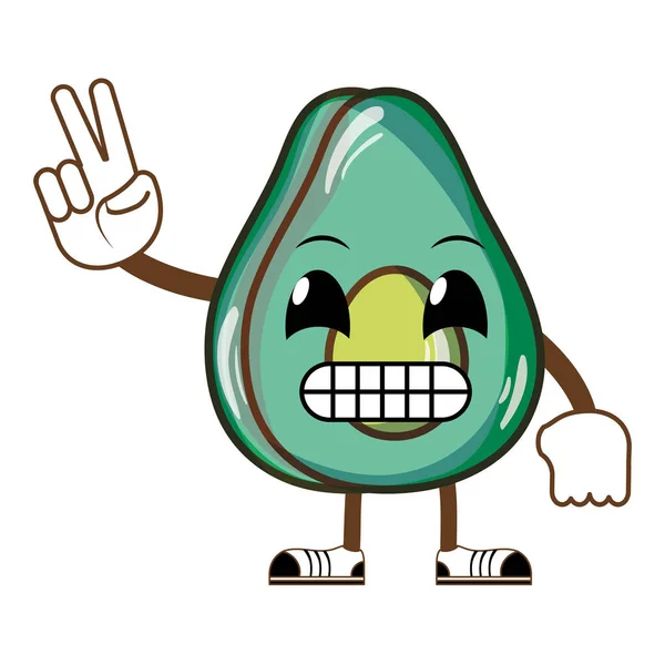 Kawaii Humoristiska Läcker Avokado Frukt Vektorillustration — Stock vektor