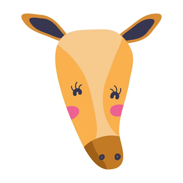 Mignon Femelle Cerf Tête Animal Sauvage Vecteur Illustration — Image vectorielle