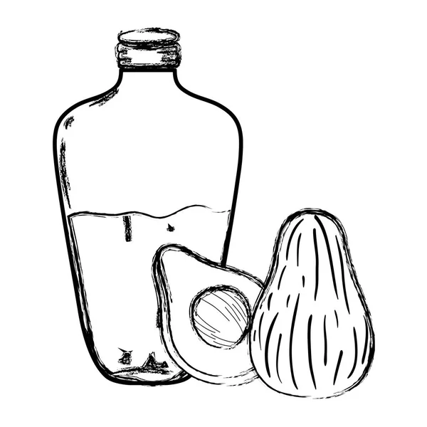 Grunge Delicioso Aguacate Fruta Jugo Jar Vector Ilustración — Vector de stock