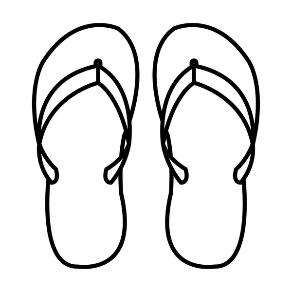 Line Beach Pantofle Obuv Styl Vektorové Ilustrace — Stockový vektor