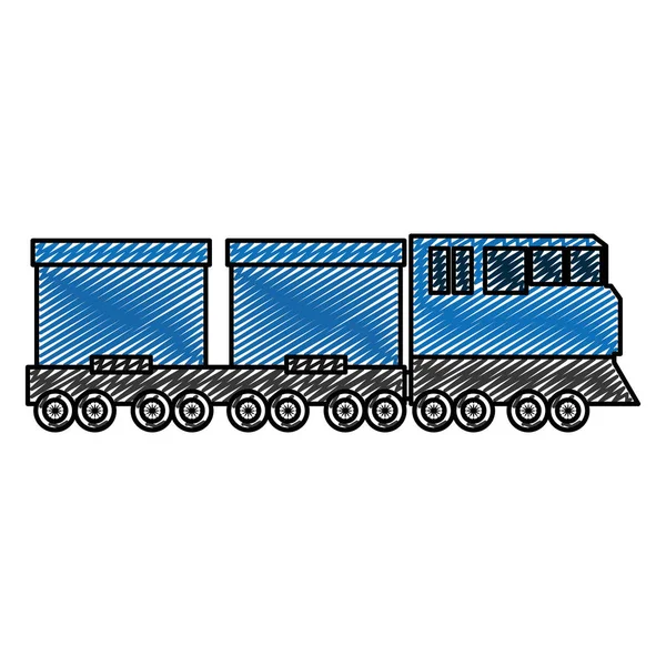 Doodle Side Train Transport Wagon Technology Vector Illustration — Stock Vector