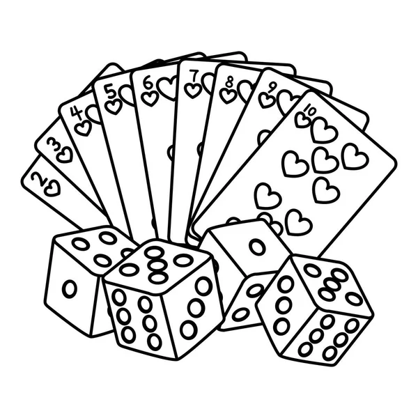 Čára Srdce Poker Karty Kostky Hra Vektorové Ilustrace — Stockový vektor