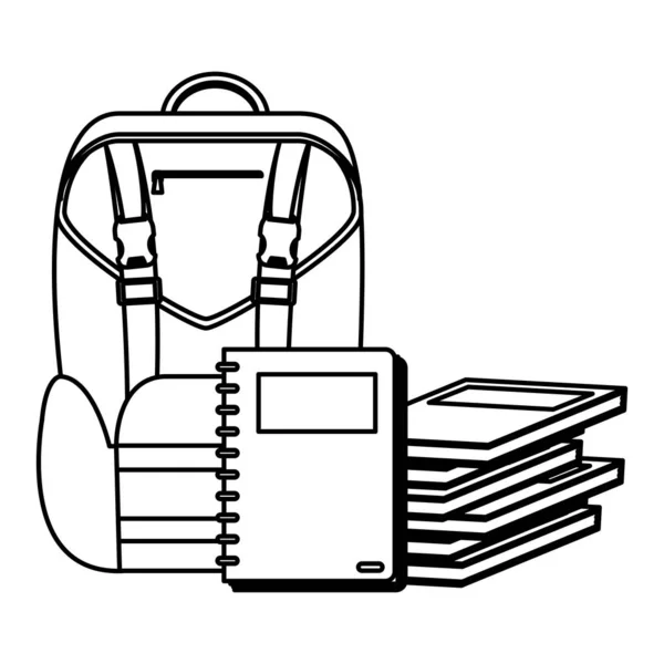 线背包与笔记本和书学校用具向量例证 — 图库矢量图片