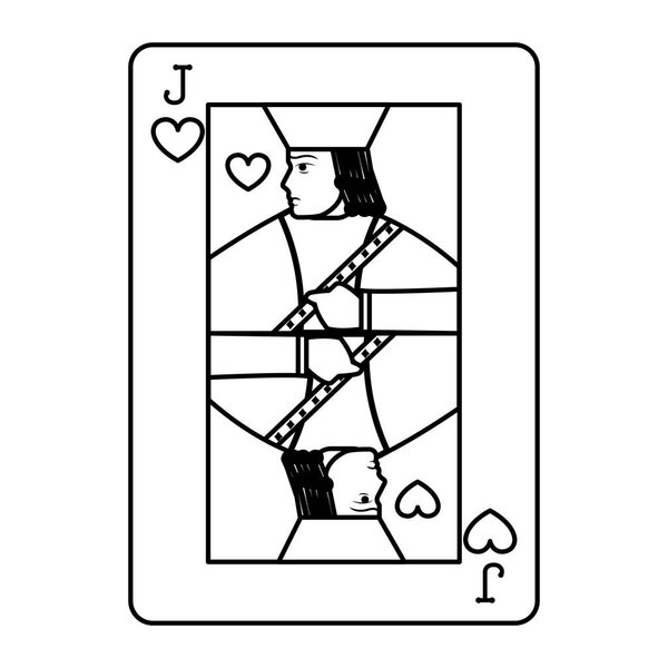 line jack hearts casino card game vector illustration