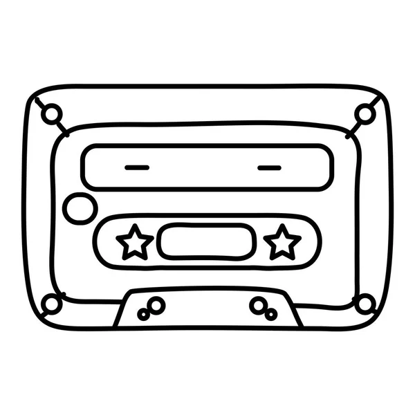 Línea Olde Cassette Cinta Estéreo Audio Vector Ilustración — Archivo Imágenes Vectoriales