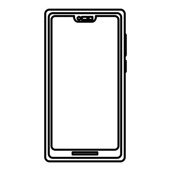 Linie Elektronische Smartphone Bildschirm Kommunikationstechnologie Vektor Illustration — Stockvektor