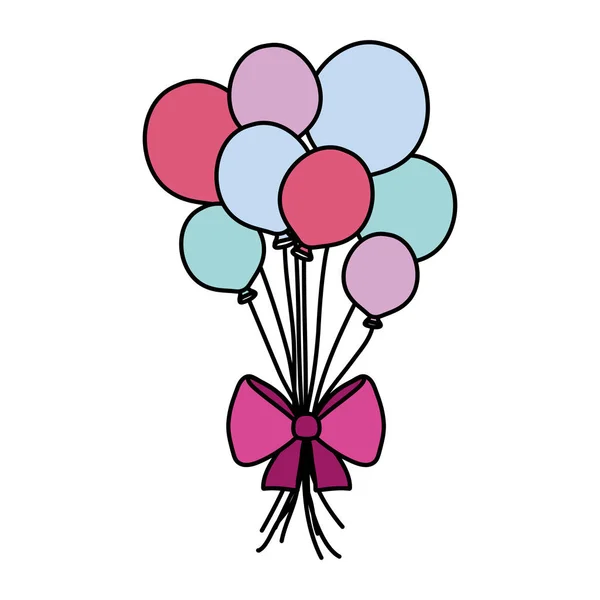 Diseño Globos Fiesta Color Con Ilustración Arco Cinta Vector — Vector de stock