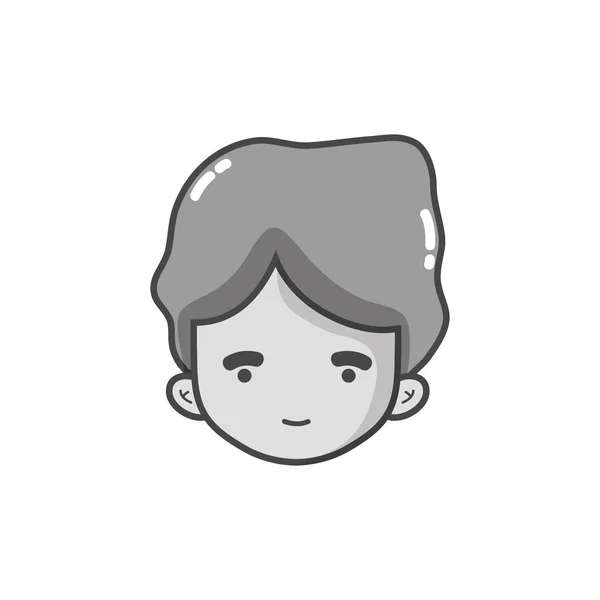 Cabeza Niño Avatar Escala Grises Con Diseño Peinado Vector Ilustración — Vector de stock