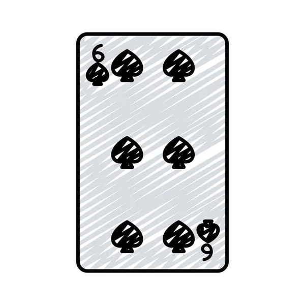 Doodle Sechs Hechte Casino Kartenspiel Vektor Illustration — Stockvektor