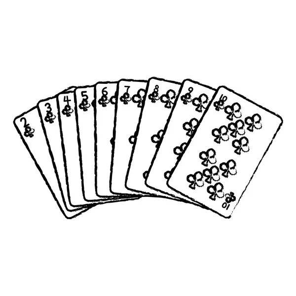 グランジのクローバー カード クラシックカジノ ゲーム ベクトル イラスト — ストックベクタ