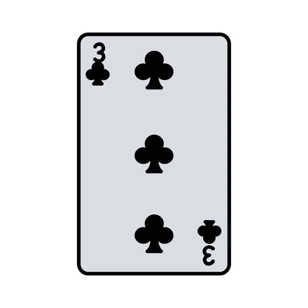Χρώμα Τρία Τριφύλλια Καζίνο Κάρτα Παιχνίδι Διανυσματικά Εικονογράφηση — Διανυσματικό Αρχείο