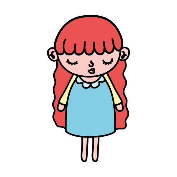 Color Niña Agradable Con Ilustración Vector Pelo Largo — Vector de stock