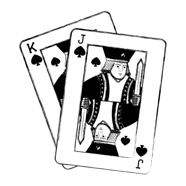 Grunge Jack Rei Sapades Cartões Casino Jogo Vetor Ilustração — Vetor de Stock