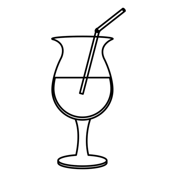 Línea Licuado Fresco Bebida Dulce Ilustración Del Vector Vidrio — Vector de stock