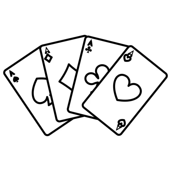 Poker Linha Cards Para Ilustração Clássica Vetor Jogo — Vetor de Stock