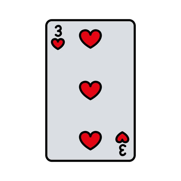 Цвет Три Сердца Казино Карточная Игра Векторная Иллюстрация — стоковый вектор