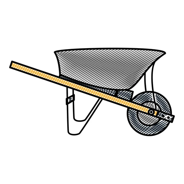 Doodle Wheelbarrow Equipamentos Serviço Indústria Reparação Vetor Ilustração — Vetor de Stock