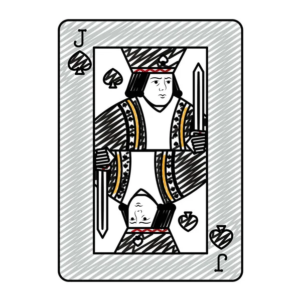 Garabato Jack Picas Casino Juego Cartas Vector Ilustración — Vector de stock