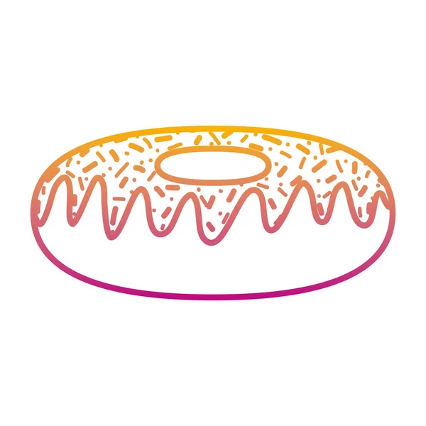 Abgebaut Linie Köstliche Süße Donut Snack Lebensmittel Vektor Illustration — Stockvektor