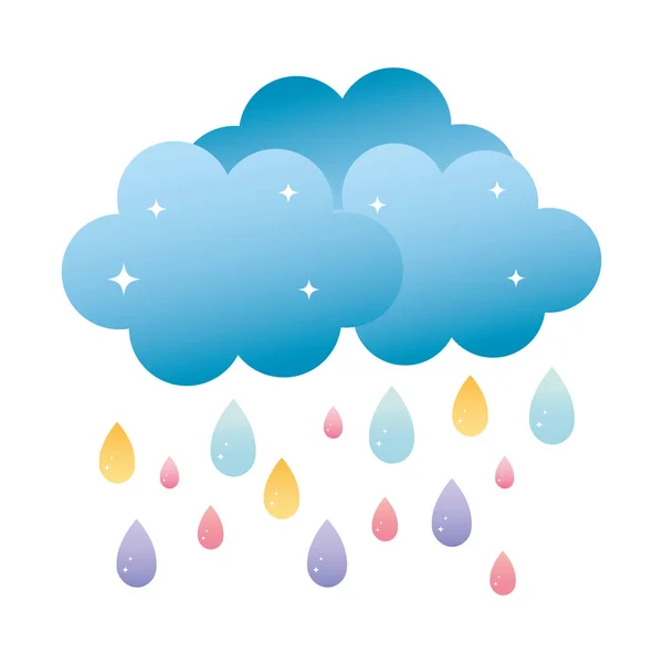 Natur Flauschige Wolke Regen Wetter Vektor Illustration — Stockvektor